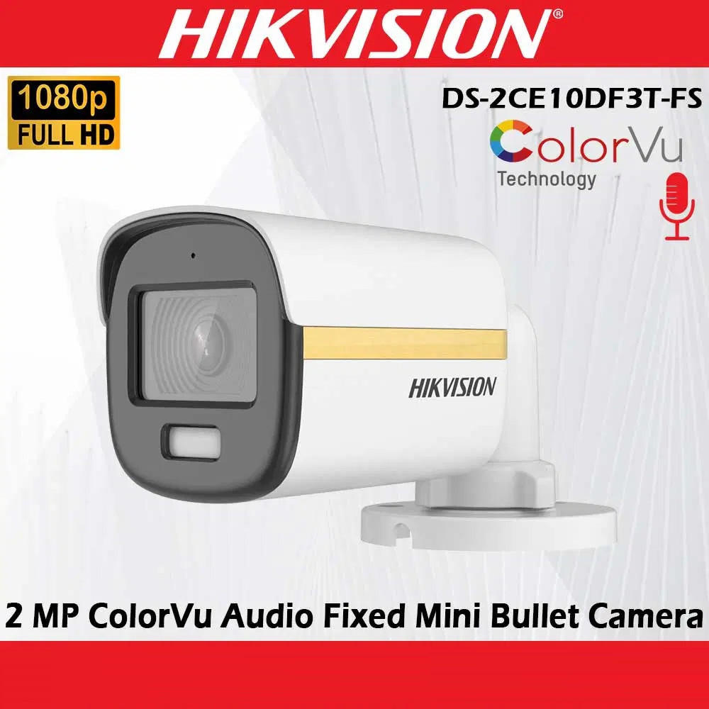 Camera HDTVI ColorVu 2MP thân trụ HIKVISION DS-2CE10DF3T-FS