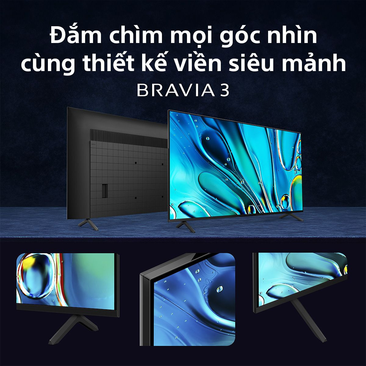 TV Sony 55-Inch 4K K-55S30 Bravia 3 - GoogleTV; LED Nền 50Hz; 4K HDR X1; Triluminos Pro; Motionflow XR200; HDR10 HLG Dolby Vision; Dolby Atmos 2.0 20W; Wi-Fi 6; BT5.3