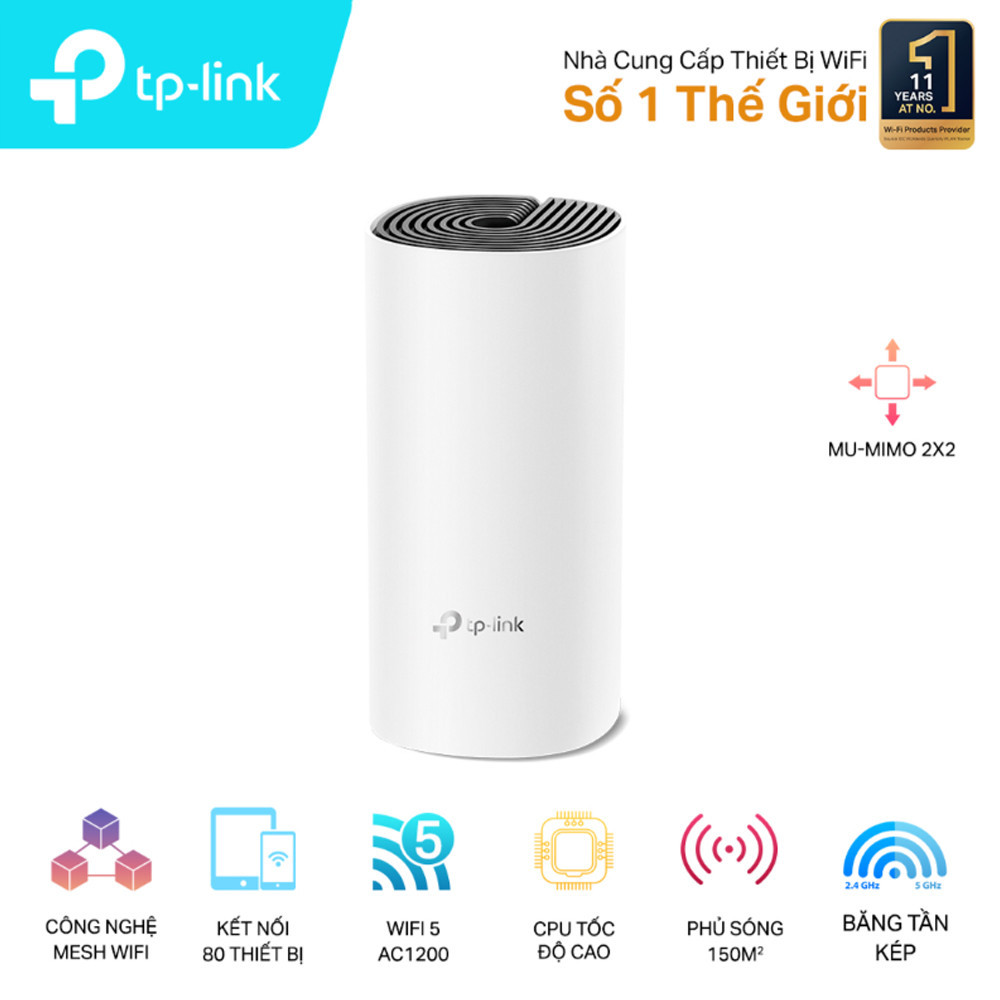 Bộ phát wifi TP-Link Deco M4 1-Pack (Chuẩn AC/ AC1200Mbps/ 2 Ăng-ten ngầm/ Wifi Mesh/ 25 User)