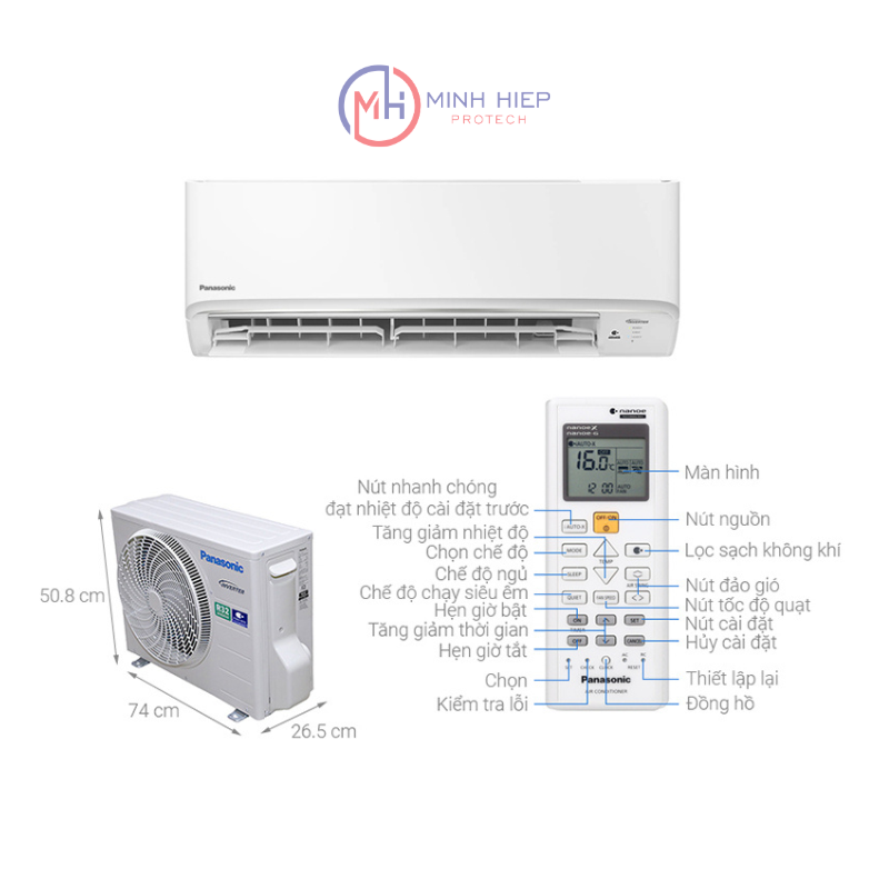 Điều Hòa Panasonic RU12CKH-8D Inverter 12000BTU (1.5HP) - Không Gian Mát Lành, Tiết Kiệm Điện Thông Minh