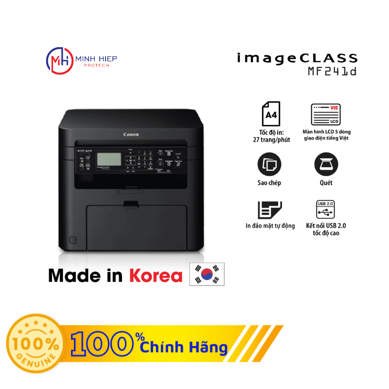 Máy In Laser Đa Chức Năng Canon MF241D - In, Copy, Scan, In Đảo Mặt Tự Động Chính Hãng