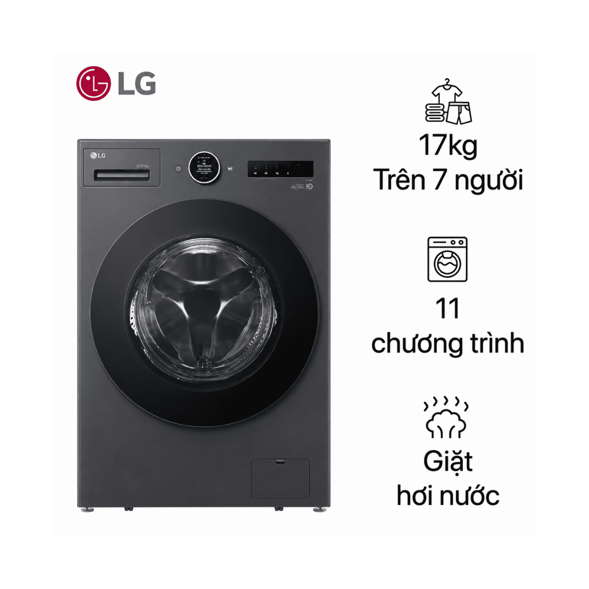 Máy giặt sấy LG Inverter Giặt 17Kg - Sấy 10Kg F2517RNTG Chính Hãng