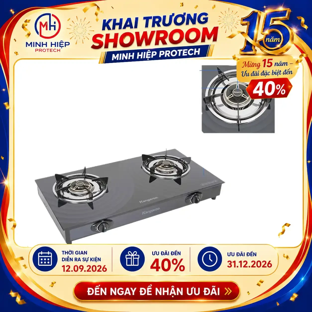 Bếp ga đôi Kangaroo KG519M