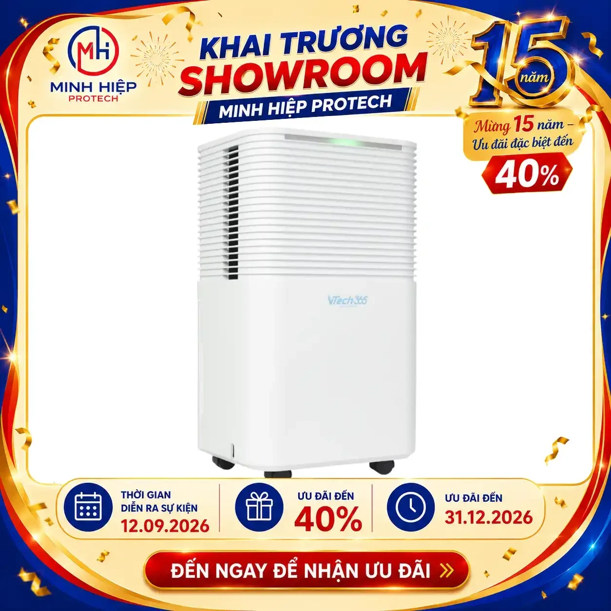 Máy hút ẩm VTECH365 VT-HA120-W 12L/ngày