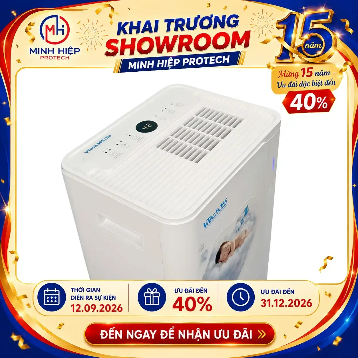 Máy hút ẩm VTECH365 VT-HA200-W 20L/ngày