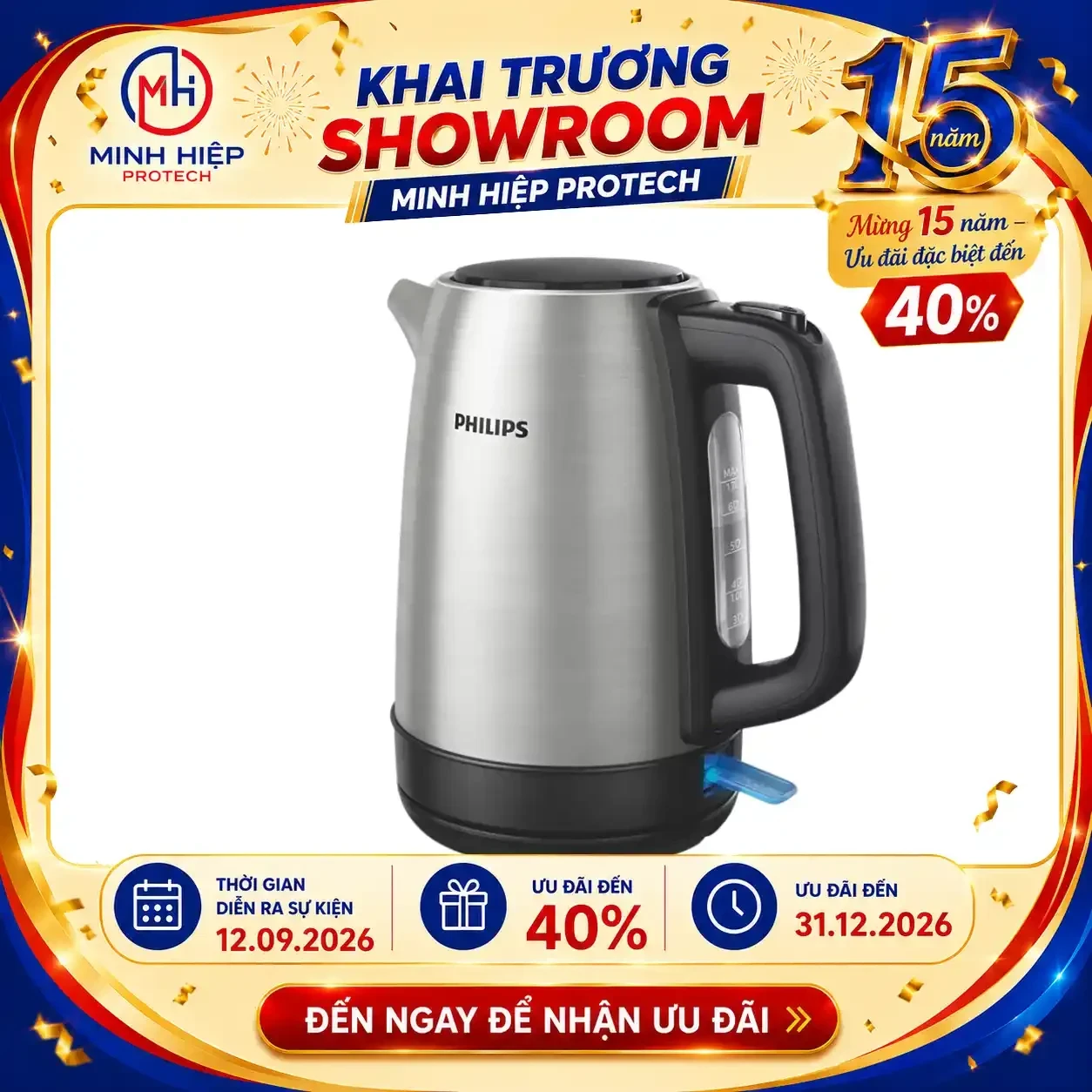 Bình đun siêu tốc Philips HD9350/90 1,7 lít