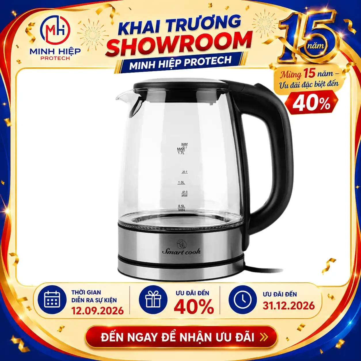 Ấm siêu tốc 1.7 lít Smartcook ICS-3859