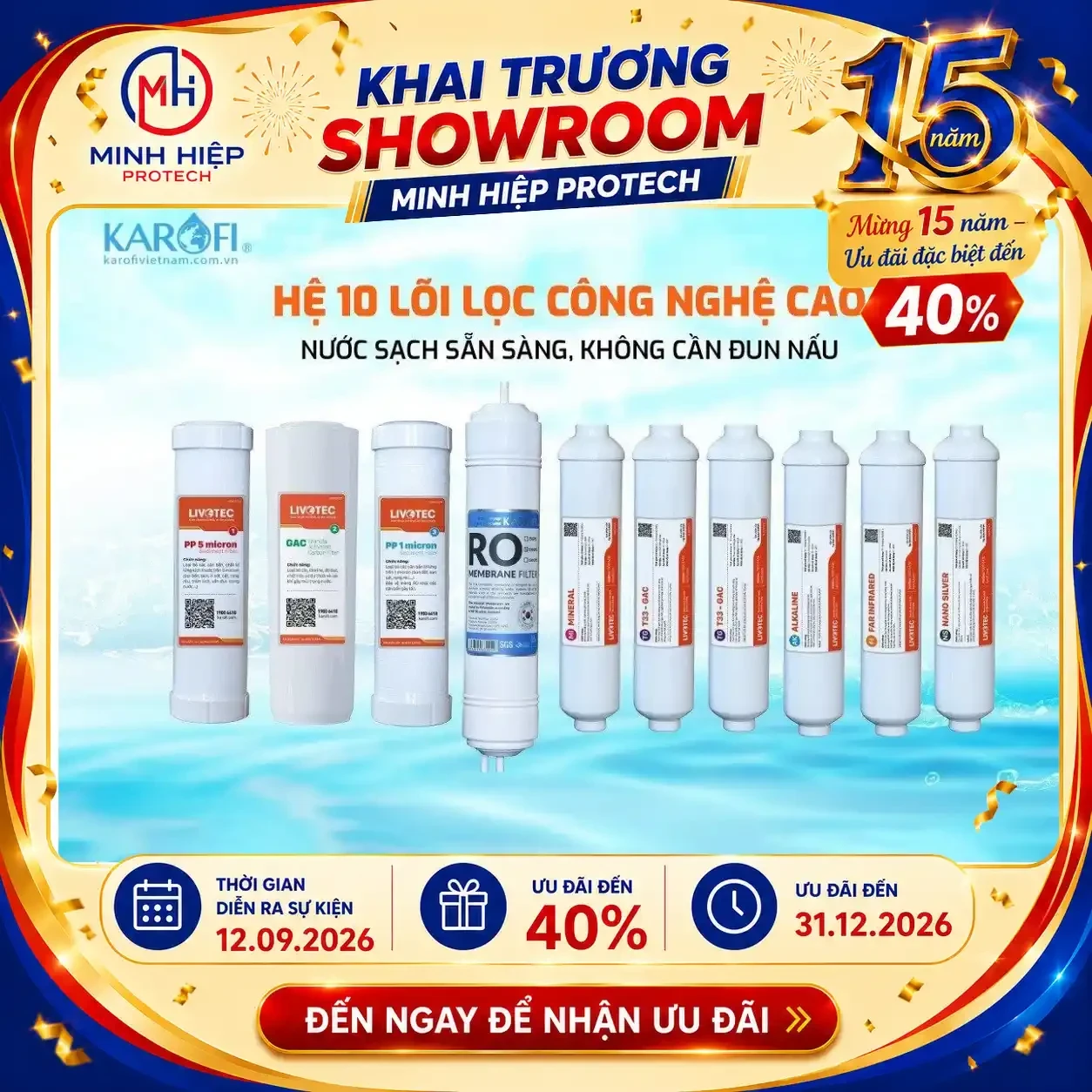 Máy lọc nước nóng lạnh Karofi Livotec 628