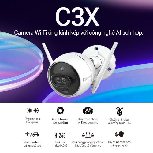 Camera IP Wifi Ezviz C3X 2mp tích hợp AI, báo động