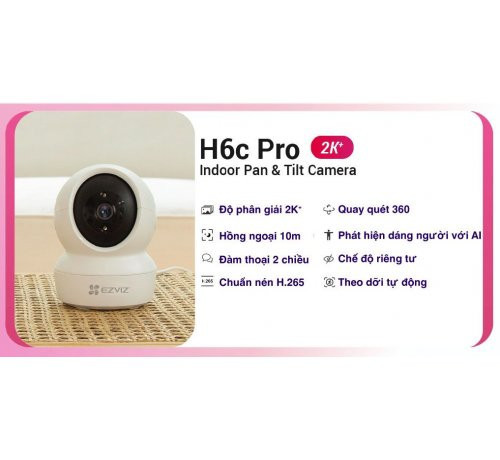 Camera Wifi Ezviz H6C Pro 2MP (Đàm thoại 2 chiều, xoay 360 độ, gọi điện qua app, đêm full màu)