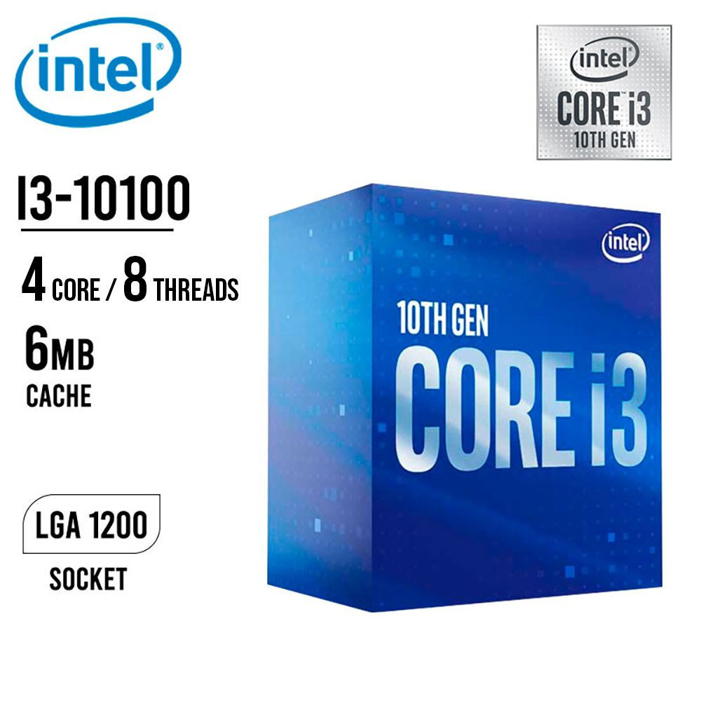 CPU Intel Core i3-10100 (3.6GHz turbo up to 4.3Ghz, 4 nhân 8 luồng, 6MB Cache, 65W) - Socket Intel LGA 1200