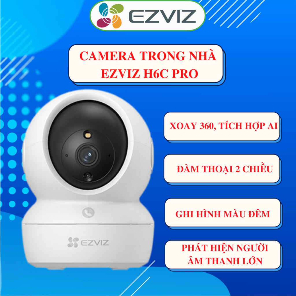 Camera Wifi Ezviz H6C Pro 3MP (Đàm thoại 2 chiều, xoay 360 độ, gọi điện qua app, đêm full màu)